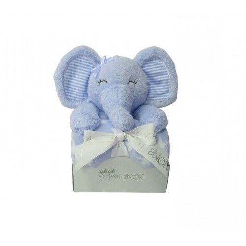 Decorative Doll Blanket Elephant Blue