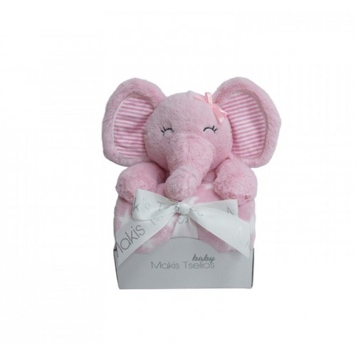 Decorative Doll Blanket Elephant Pink
