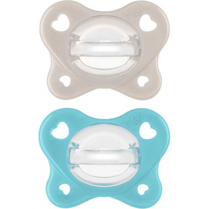 Πιπίλες Chicco όλο σιλικόνη PhysioForma® Dual Soft ΜΠΕΖ/ΓΑΛΑΖΙΟ 6-16m
