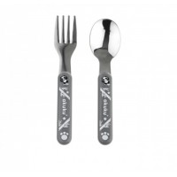 Stainless Steel Spoon and Fork Set Gray 