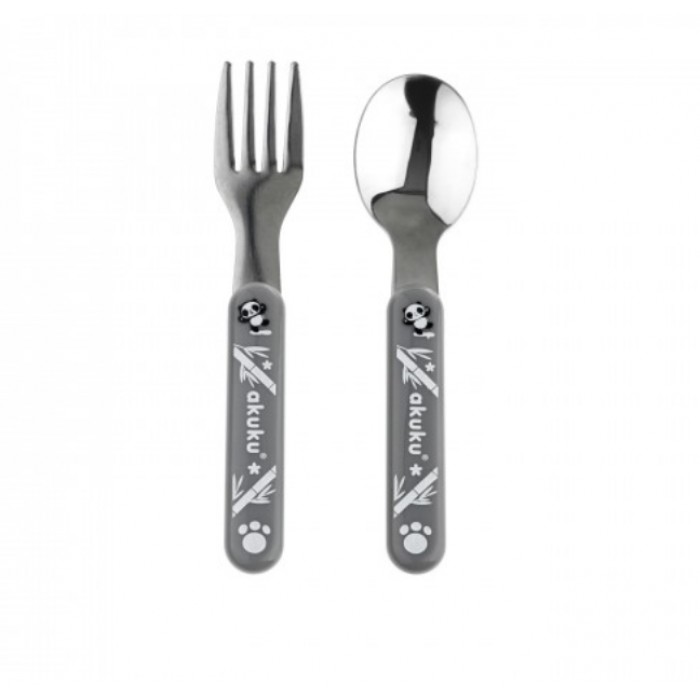 Stainless Steel Spoon and Fork Set Gray