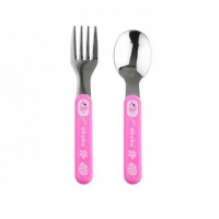 Stainless Steel Spoon and Fork Set Pink