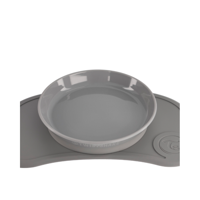 Click-Mat Mini placemat + Pastel Gray plate