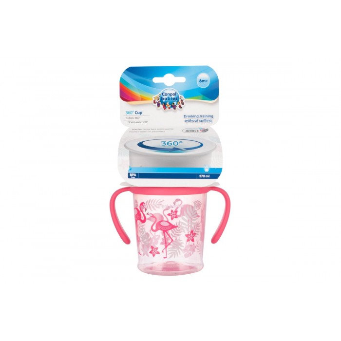 Canpol Babies Jungle 360° Educational Cup Coral 270ml 6m+