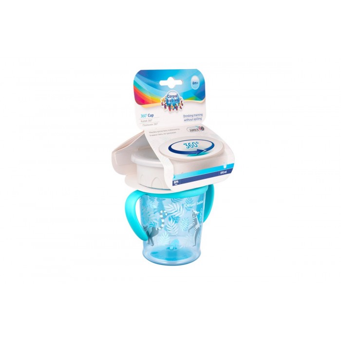 Canpol Βabies Jungle 360° Εκπαιδευτικό Ποτηράκι Turquoise 270ml 6m+