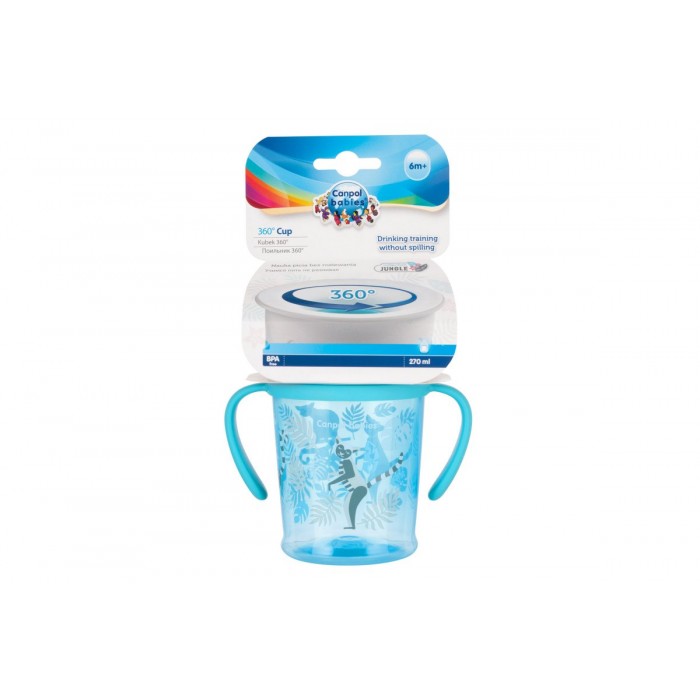 Canpol Βabies Jungle 360° Εκπαιδευτικό Ποτηράκι Turquoise 270ml 6m+