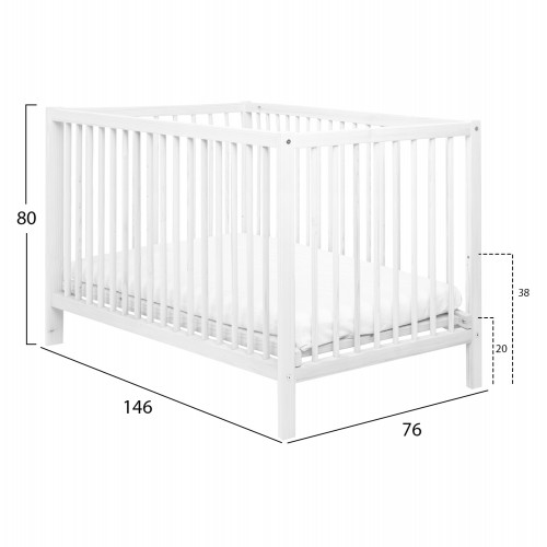 Baby Cradle Wooden Two Levels Miko White