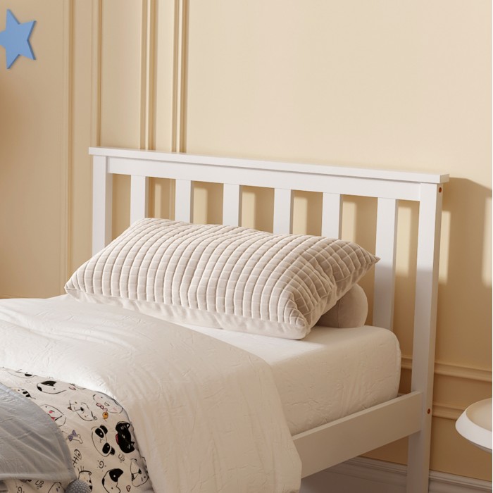 Gimly Bed Solid Pine Wood White