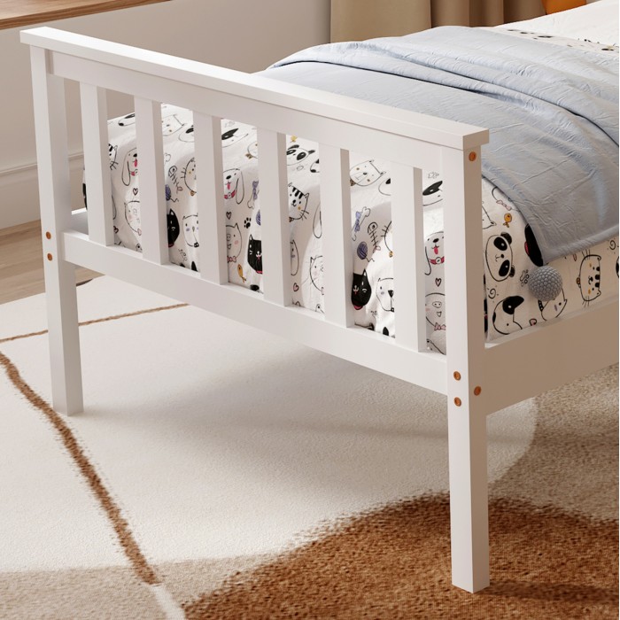 Gimly Bed Solid Pine Wood White