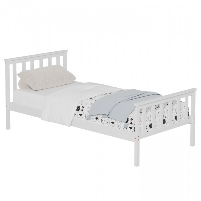 Gimly Bed Solid Pine Wood White