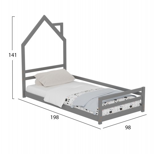 Houser Montessori Children's Bed Pine Wood Grey