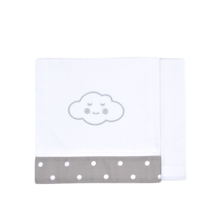 Crib Sheets Cloud 2pc White/Grey