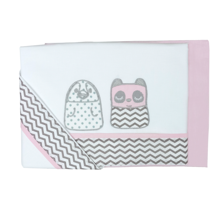 Crib Sheets 3Pcs Tiny Friends Pink