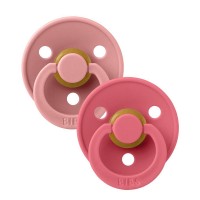 Pacifier Bibs Color Round 2pc Latex No2 Dusty Pink-Coral