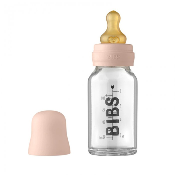 Glass Baby Bottle Bibs Latex Blush 110Ml