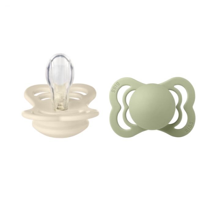 Πιπίλα Bibs 2 Τεμ Supreme Σιλικόνη 6-18M Ivory/Sage