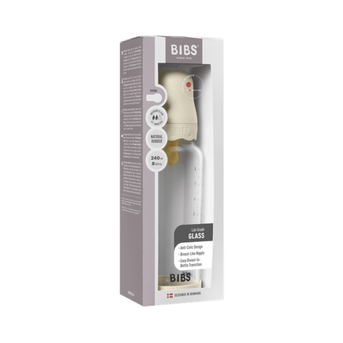 Γυάλινο Μπιμπερό Bibs Boheme Στρογγυλή Θηλή Latex 240Ml Ivory