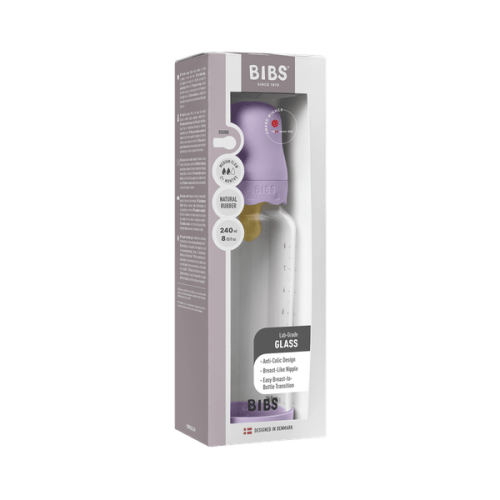Γυάλινο Μπιμπερό Bibs Boheme Στρογγυλή Θηλή Latex 240Ml Violet Sky