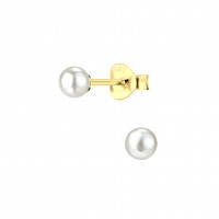 Pearl Silver Stud Earrings 4mm
