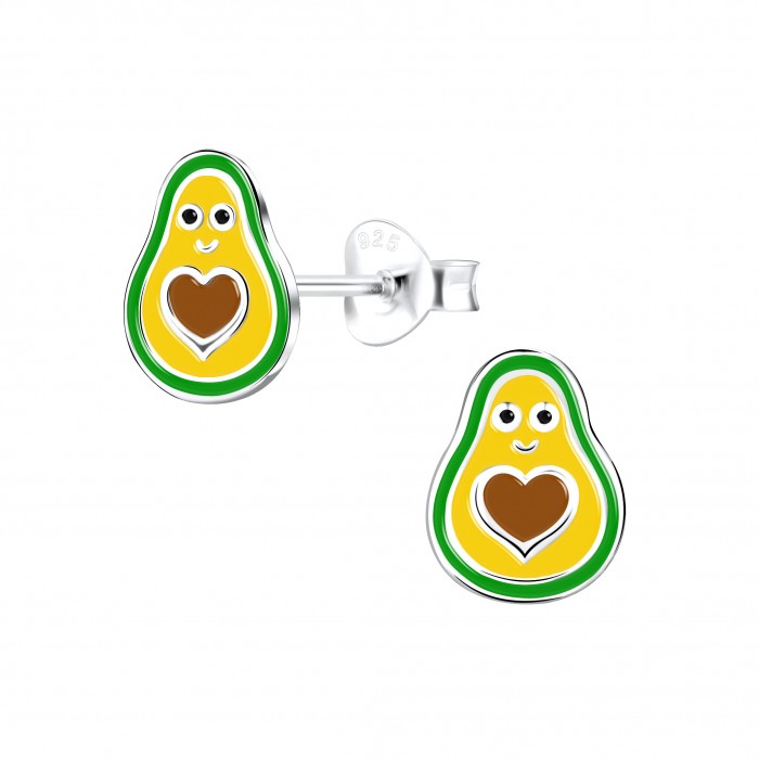 Silver Avocado Stud Earrings