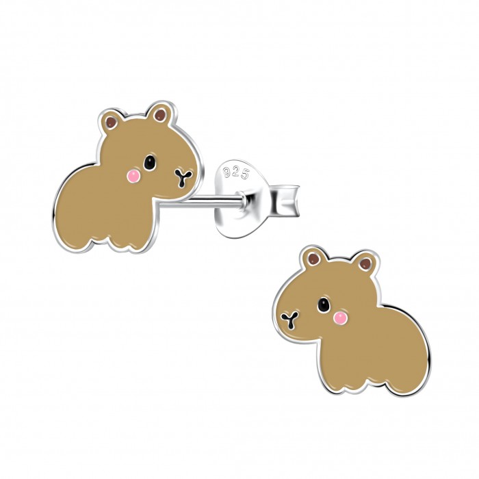 Silver Capybara Stud Earrings