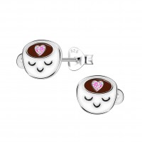 Silver Cup Stud Earrings