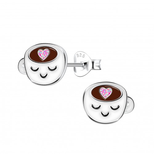 Silver Cup Stud Earrings
