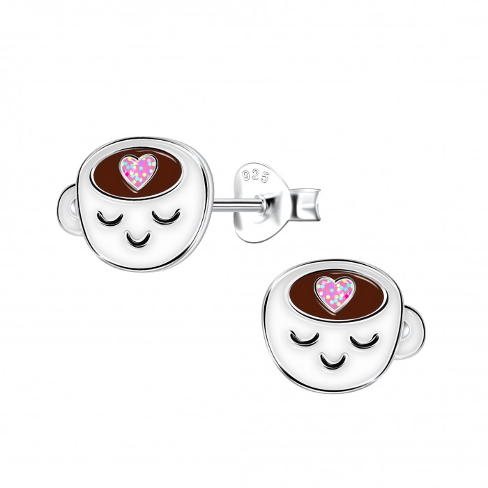 Silver Cup Stud Earrings