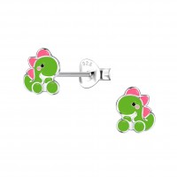 Silver Dinosaur Stud Earrings