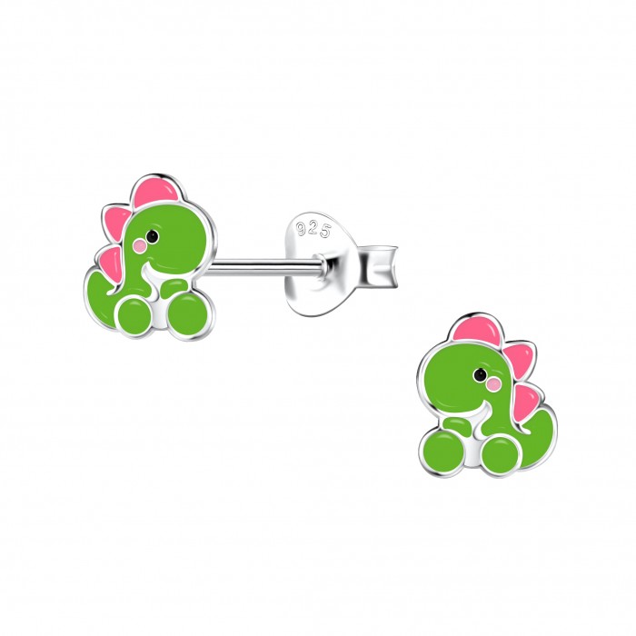 Silver Dinosaur Stud Earrings