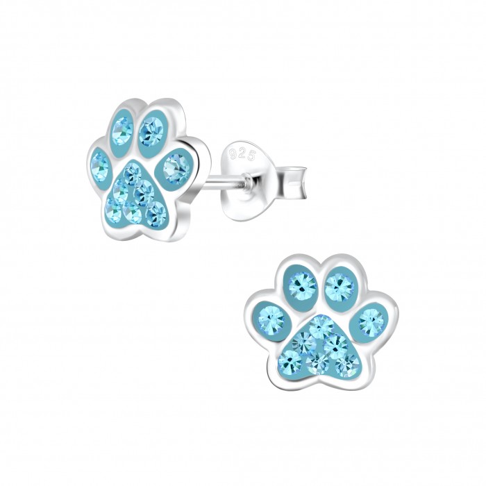 Silver Dog Foot Studs Aqua Bohemica