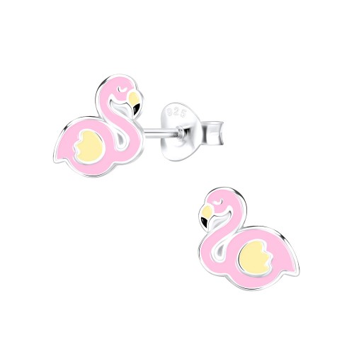 Silver Flamingo Stud Earrings