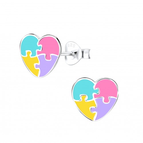 Silver Heart Stud Earrings