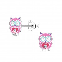 Silver Owl Stud Earrings