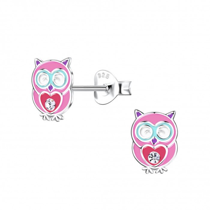 Silver Owl Stud Earrings