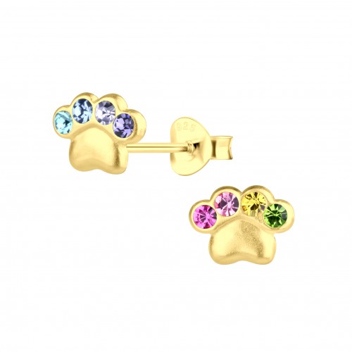 Silver Paw Print Stud Earrings