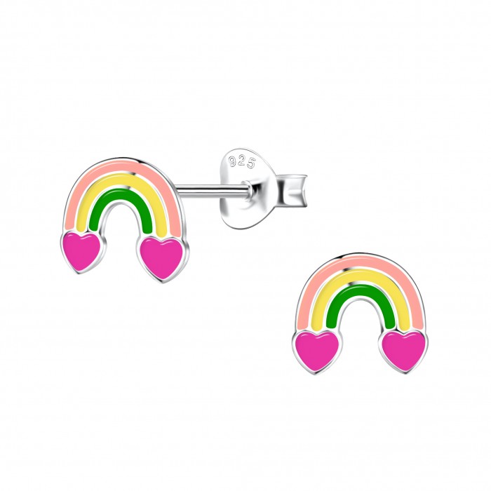 Silver Rainbow Stud Earrings