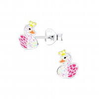 Silver Swan Stud Earrings