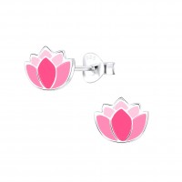 Silver Tulips Stud Earrings