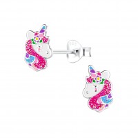 Silver Unicorn Stud Earrings