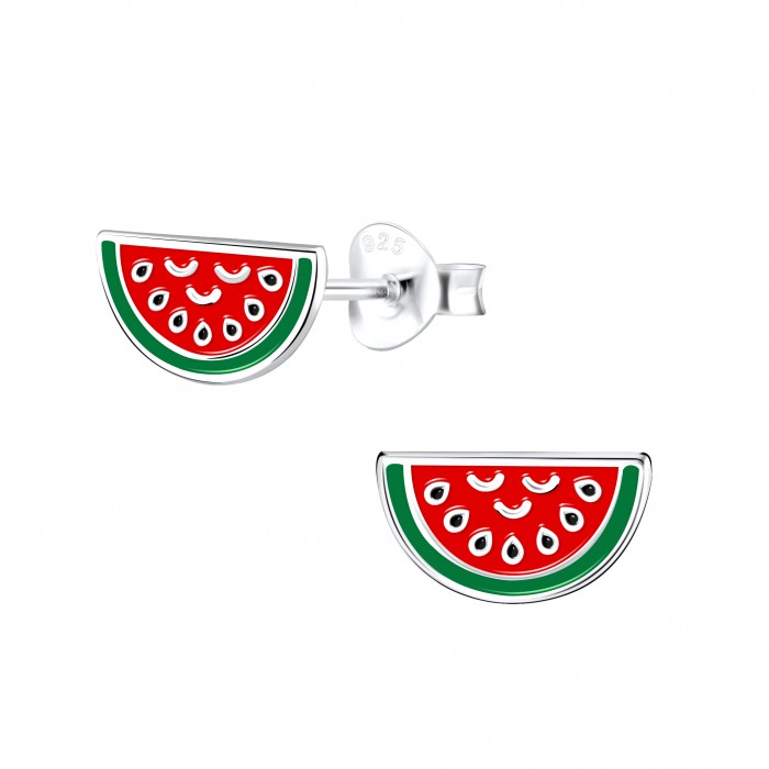 Silver Watermelon Stud Earrings