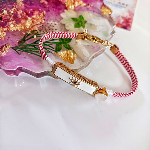 Μαρτάκι Βραχιόλι Λευκό Ματάκι Με Σμάλτο