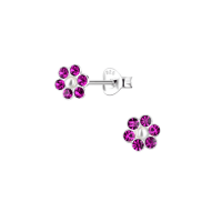 Silver Flower Stud Pearl Earrings