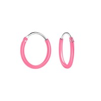 Silver Light Pink Hoop Earrings