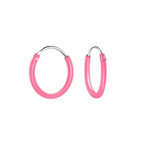 Silver Light Pink Hoop Earrings