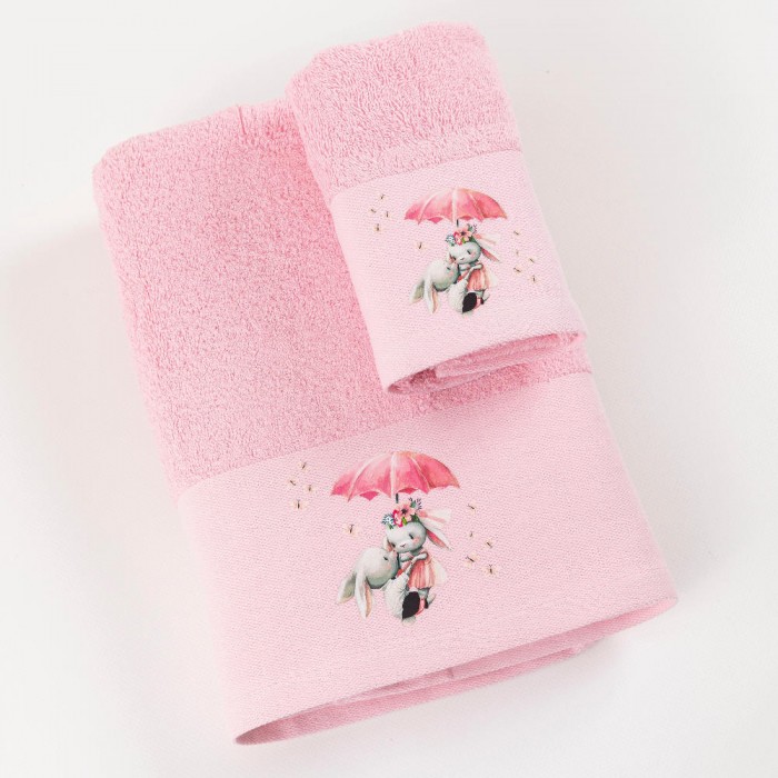 Towels Set 2PCS Umbrella Pink