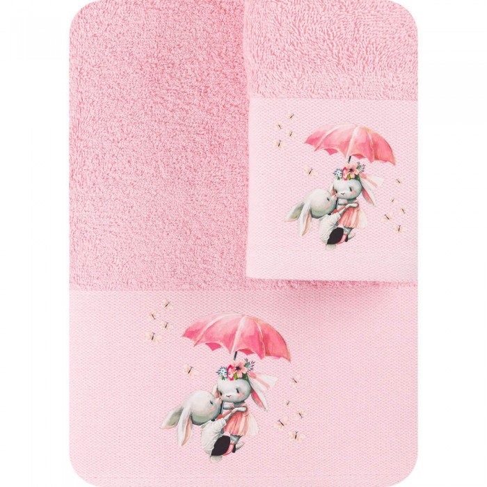 Towels Set 2PCS Umbrella Pink