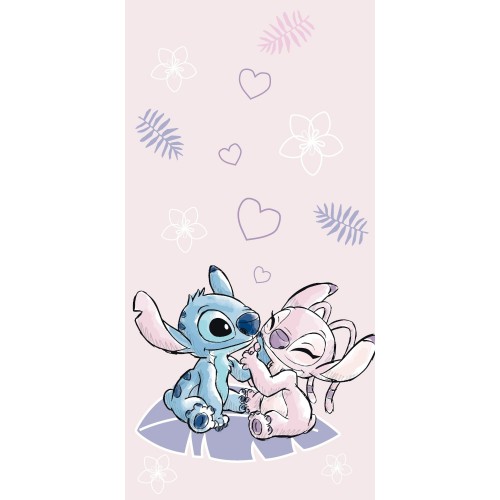 Πετσέτα Θαλάσσης Βαμβακερή Βελούδινη Stitch & Angel