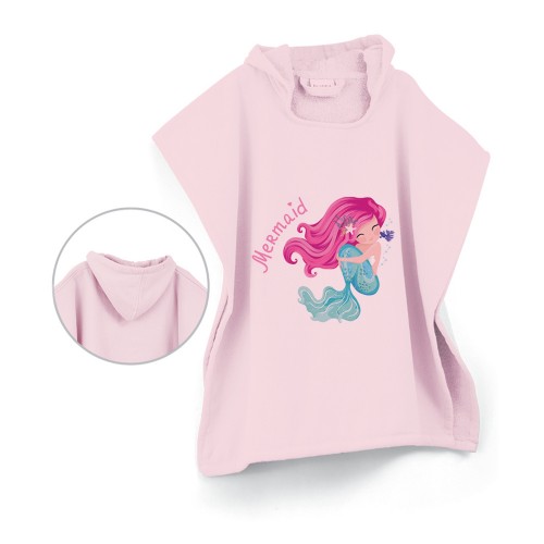 Children's Beach Poncho Mergirl Pink