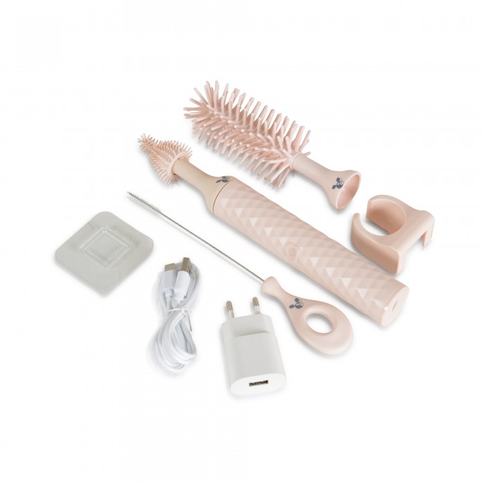 Electric Wireless Baby Bottle And Teat Brush Pink